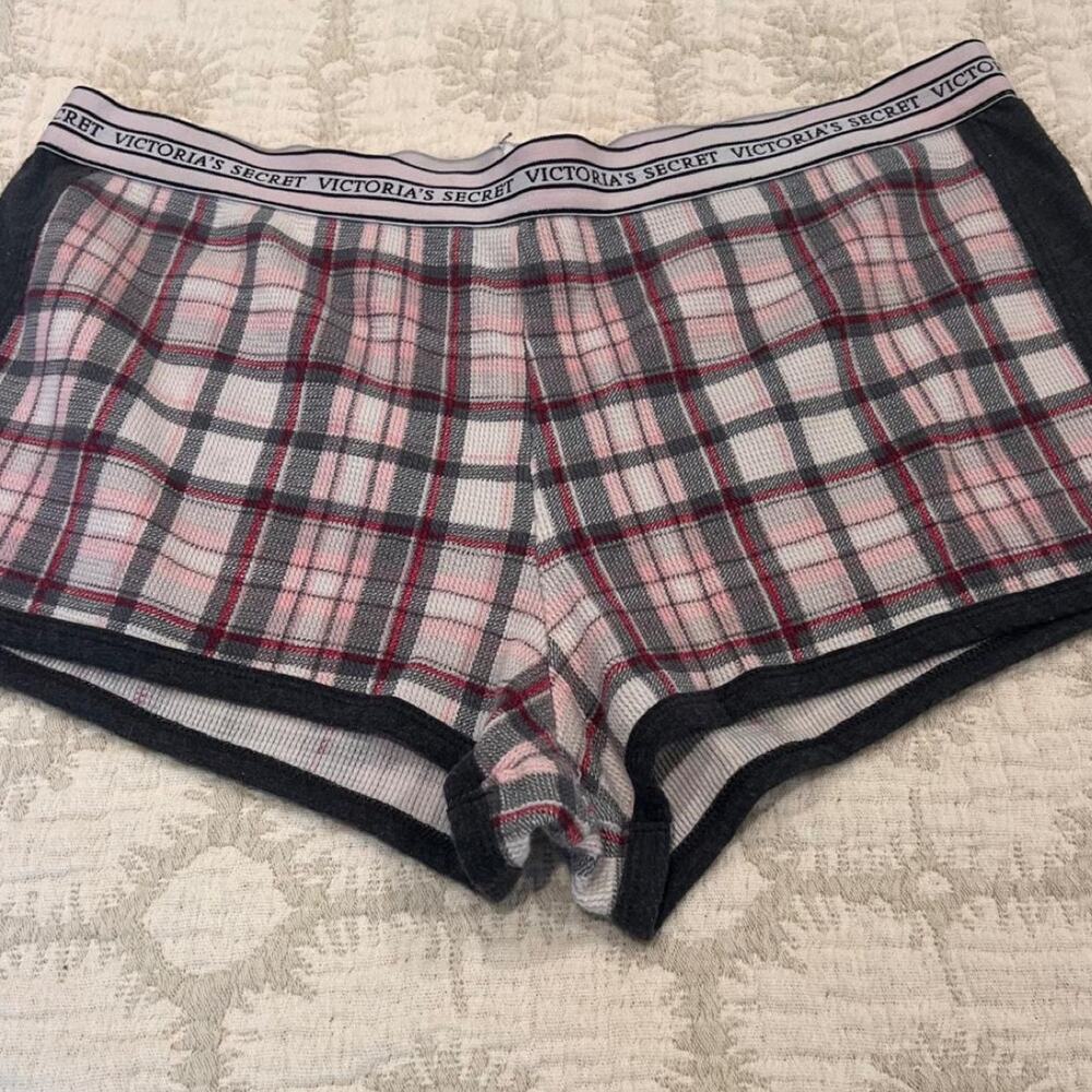 Victorias Secret Cozy Plaid Boyshort Waffle Thermal Cozy Medium